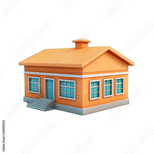 Educational School Building - A School Building Isolated Representing Education Learning and Community. Isolated on a Transparent Background