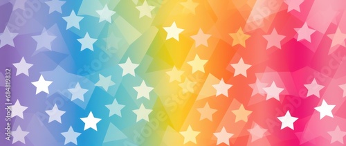 Colorful cheery rainbow star background wallpaper. Children s cartoon bedroom design. Abstract sky cloudscape.