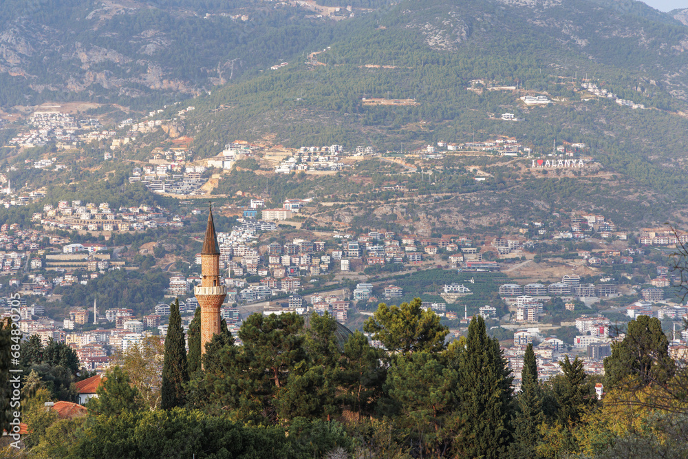 Fototapeta premium View of Alanya with minaret, Turkey.