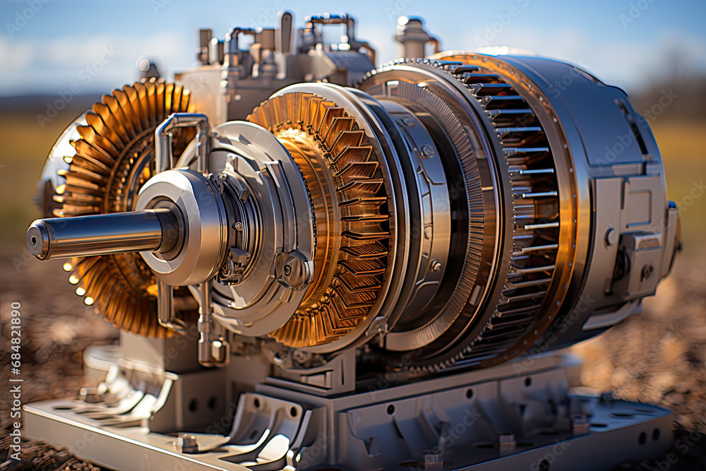 A close up of a machine with a sky in the background created with generative AI technology A close up of a machine with a sky in the background created with generative AI technology