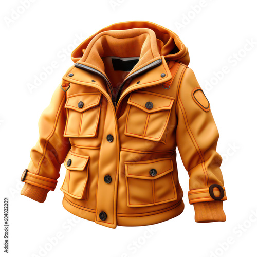 3D jacket render, 3d blazer, 3d fashion jacket, warm clothes, realistic render, PNG 3D jacket isolated on transparent background