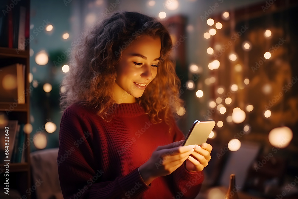 Mobile phone in the hands of a young woman. Concept of gadget addiction and need for dopamine fasting or detox Mobile phone in the hands of a young woman. Concept of gadget addiction and need for dopamine fasting or detox