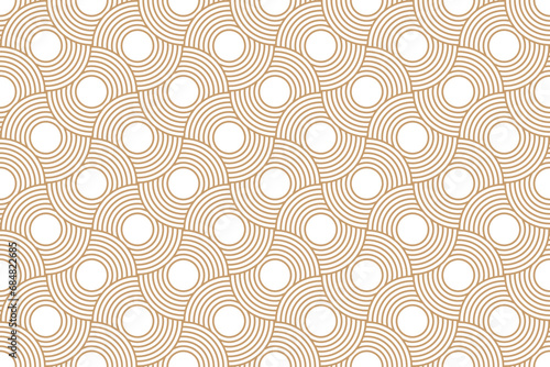 Luxury geometric seamless art deco pattern gold with circle line on white background. vector illustration