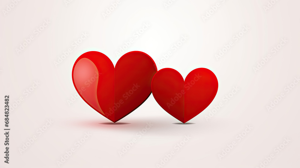 Two red hearts next to each other 2D vector