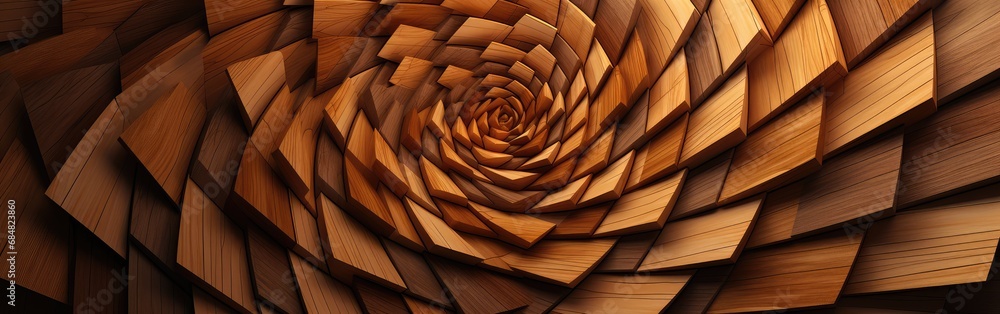 Wooden 3D background with Fibonacci inspired design Wooden 3D background with Fibonacci inspired design