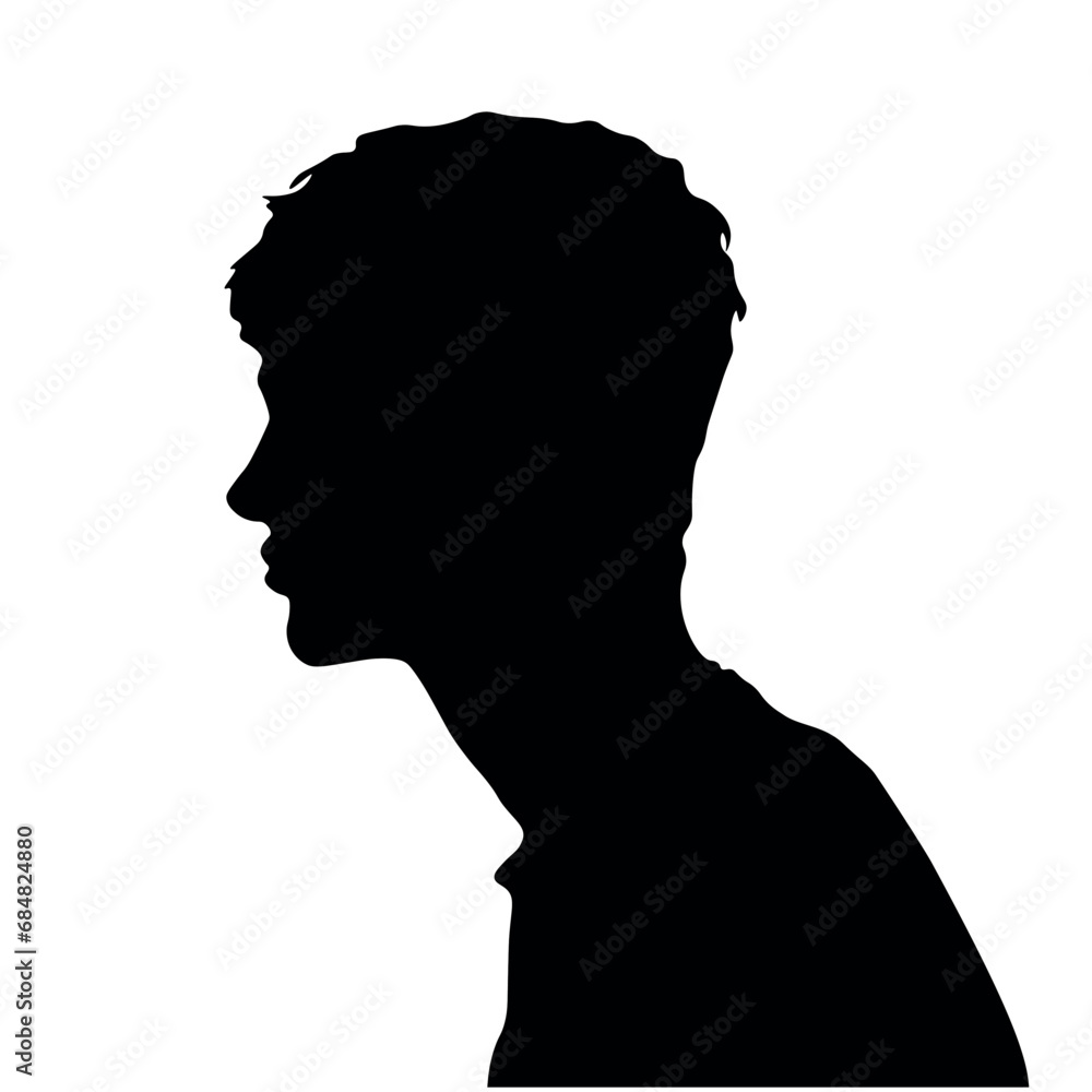 silhouette of a guy with tousled black hair on a white background silhouette of a guy with tousled black hair on a white background