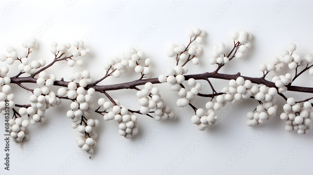 Isolated snow covered branches on white background