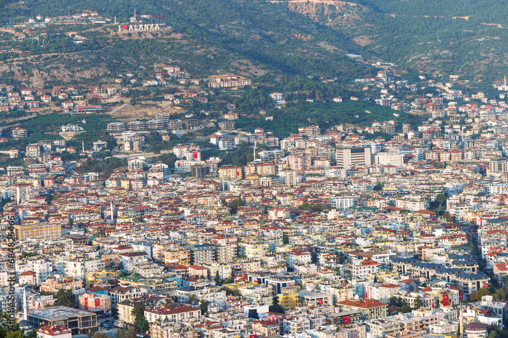 Panoramic view of Alanya, Turkey.