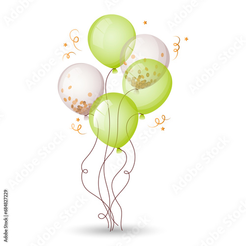 illustration of a bunch of balloons, illustration of balloons, green and white balloons