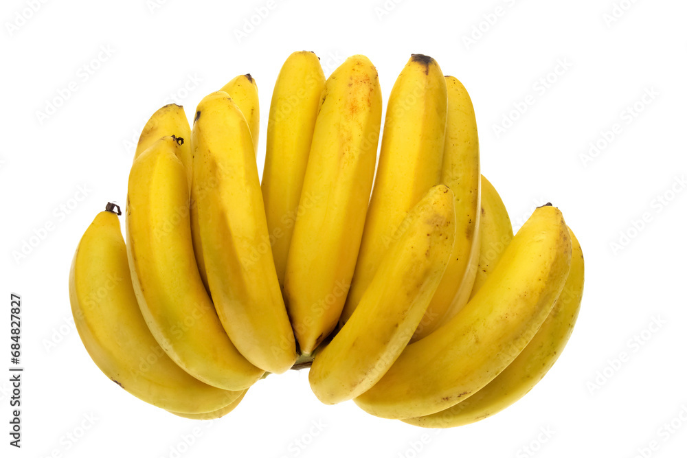 bunch of dwarf bananas on cutout background