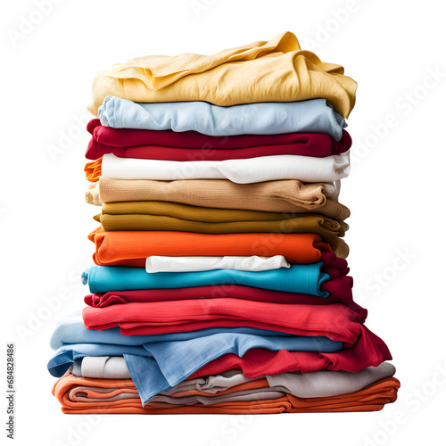 Stack of Clean Clothes Isolated on Transparent Background