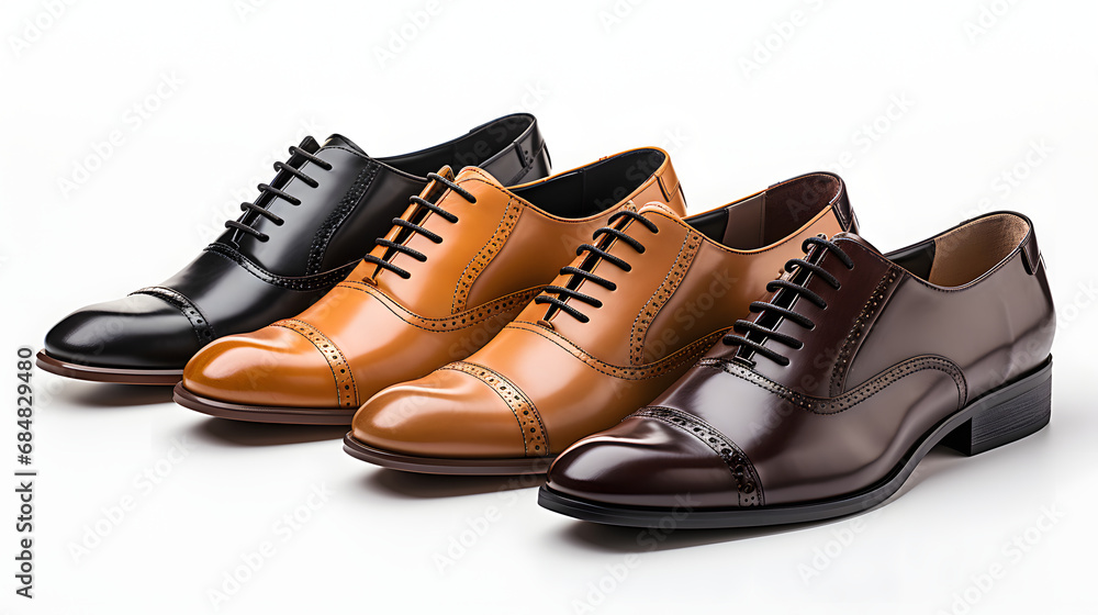 cutouts of classic formal occasion shoes collection Set of classical leather Cap Toe Oxfords and Wingtip brogue shoes in different styles and colors