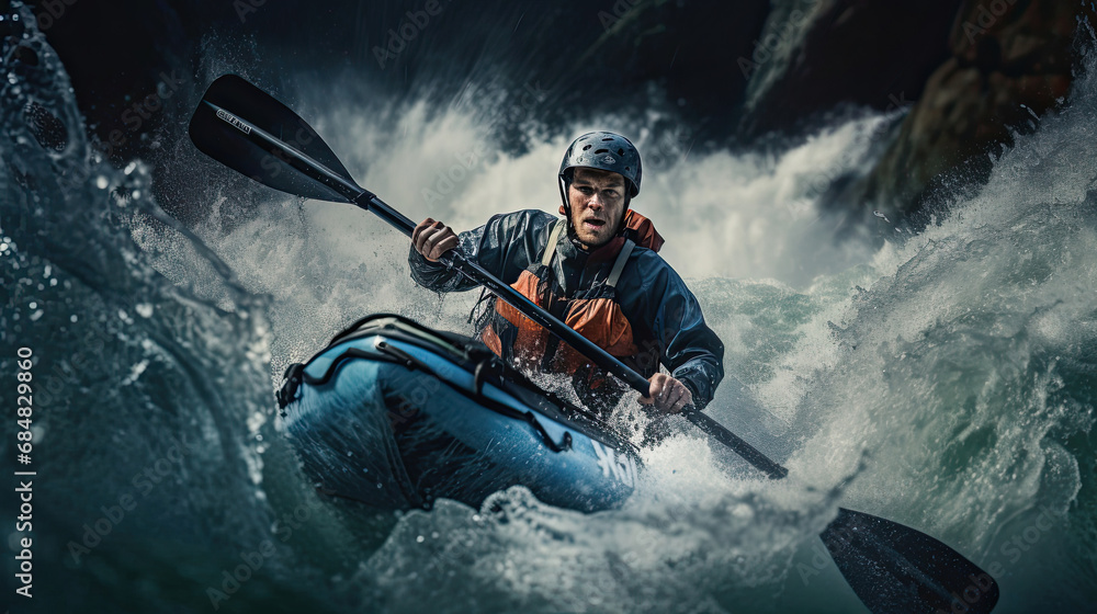 Canoeist tackles turbulent river waters