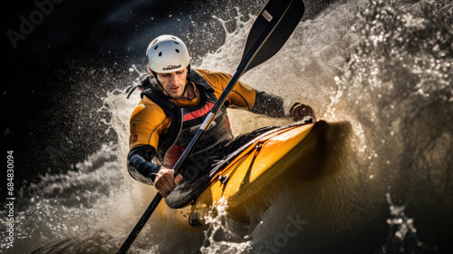 Kayaker skillfully executing precise turn © javier