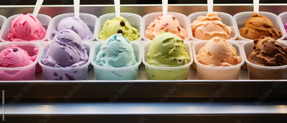 A vibrant display of various mouthwatering gelato flavors, showcasing a delightful range of colors. A vibrant display of various mouthwatering gelato flavors, showcasing a delightful range of colors.