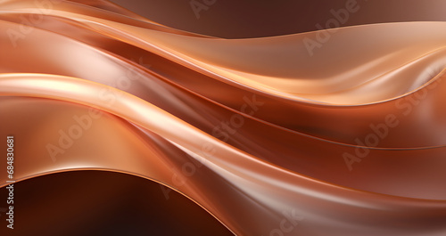 Abstract Background Illustration - Bronze, Brown, and Soft Orange Silk Waves - Generative AI