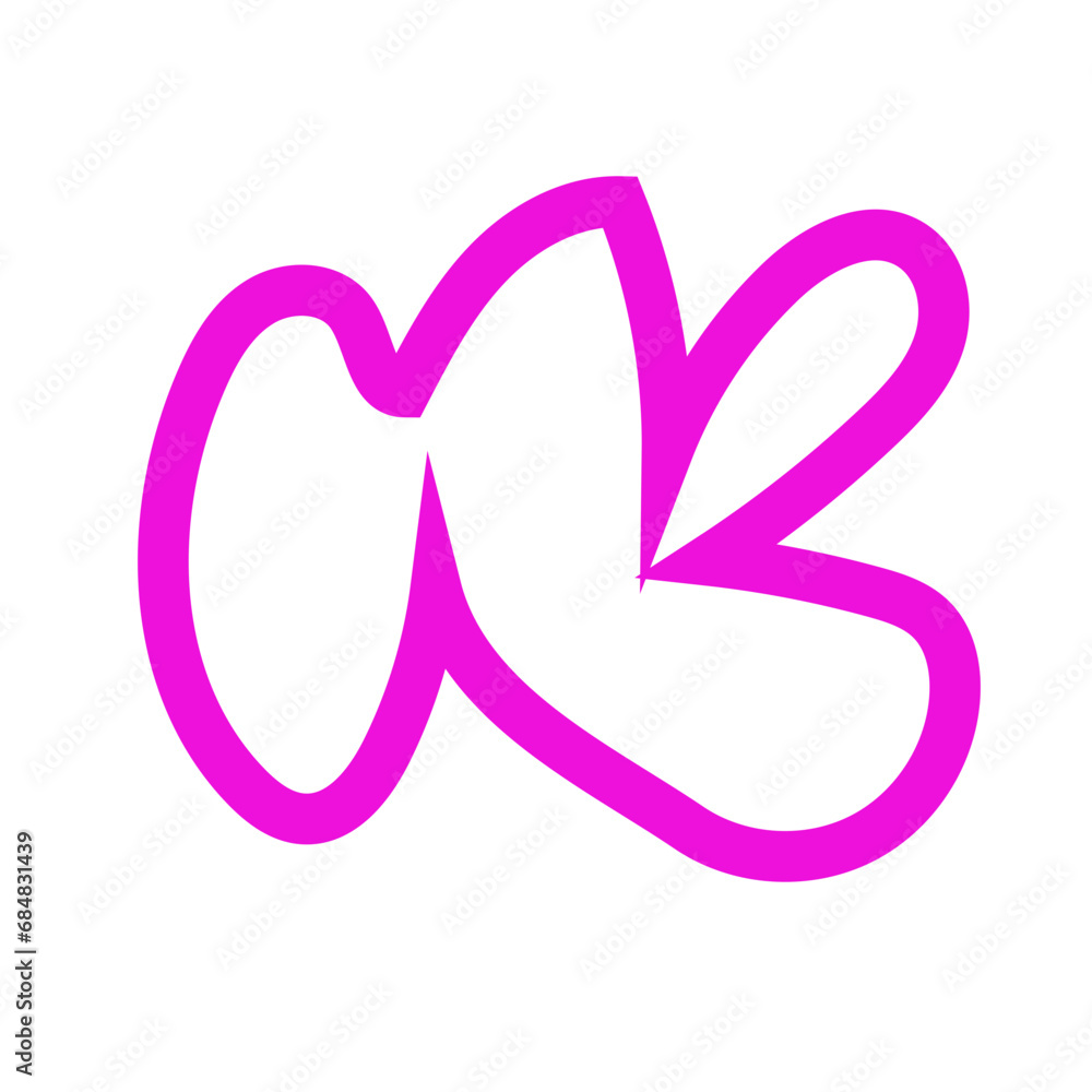 Pink outlines abstract shapes vector 