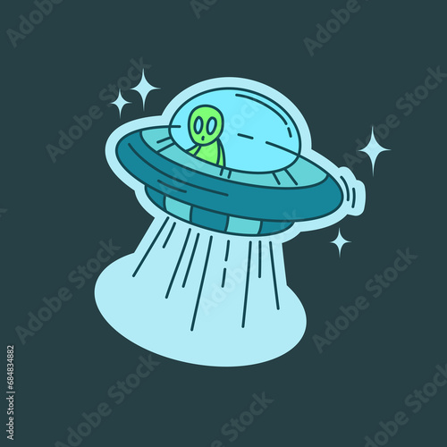 funky UFO vector, and energetic design for funky, fun and stylish vibe.