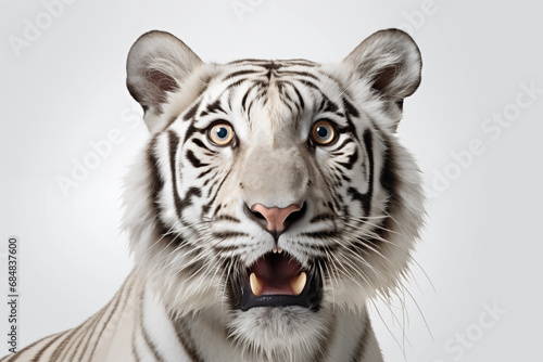 funny white tiger with surprised face