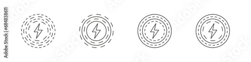 Fast wireless charge icon set. Device charger icons.