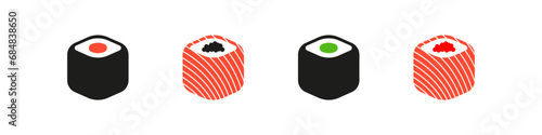 Sushi vector icon set. Javanese traditional food icon for restaurant.