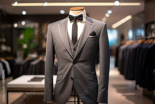 Clothing store ambiance Luxurious mens suit sophisticated store © shaista