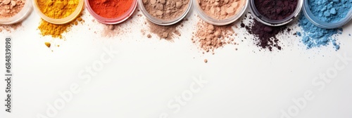 Assortment of facial cosmetic products for makeup and skincare on a beautiful background