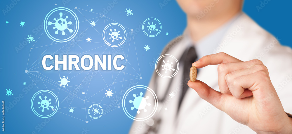 Doctor giving pill, virus concept Doctor giving pill, virus concept