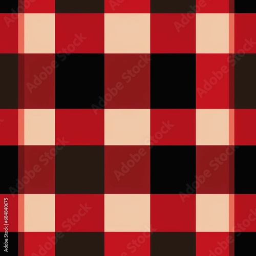 Red checkered pattern. Simple plaid background created with Generative Ai technology
