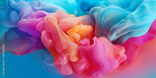 Background with rainbow of colors in the style of fluid abstraction  turquoise and pink.