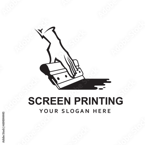 silk screen printing icon with squeegee isolated on white background