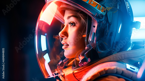 close up portrait of a female astronaut © Алла Морозова