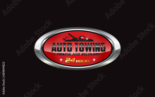 Illustration vector graphic of towing truck service logo design suitable for the automotive company