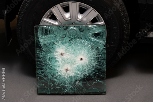 Bulletproof bulletproof glass from a combat vehicle photo