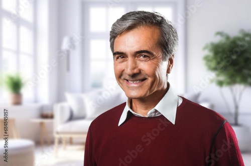 elderly man happy relaxing in the room