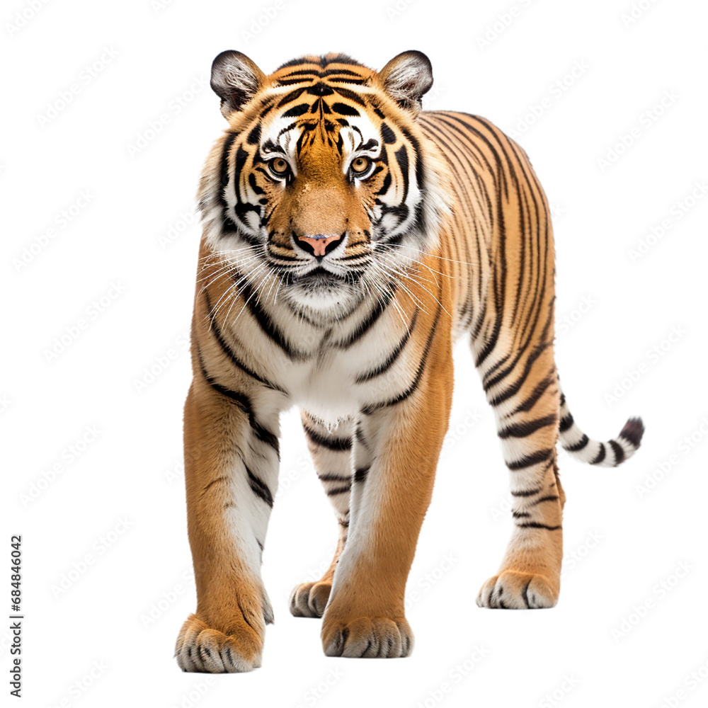 white Bengal tiger on transparent background PNG image