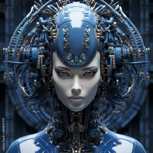 cybernetic indigo robot
