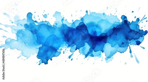 Blue watercolor stains isolated on white background   created with Generative Ai technology.