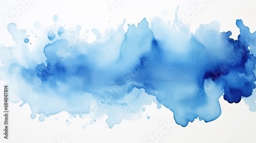 Blue watercolor stains isolated on white background , created with Generative Ai technology.
