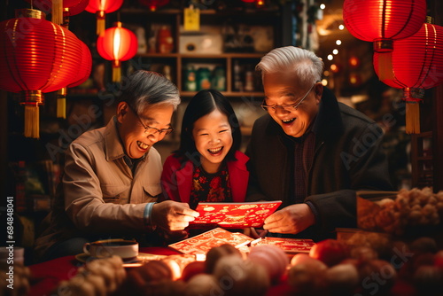 Multi generation family celebrating Chinese New Year