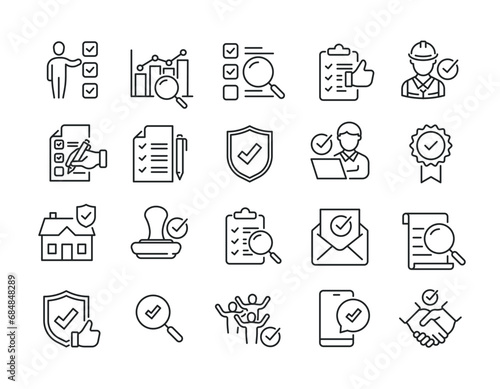 Inspection line icons. Editable stroke. For website marketing design, logo, app, template, ui, etc. Vector illustration.