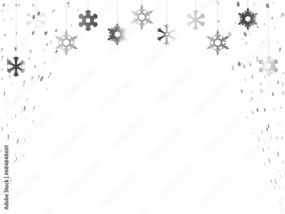 雪結晶飾り、紙吹雪、銀2