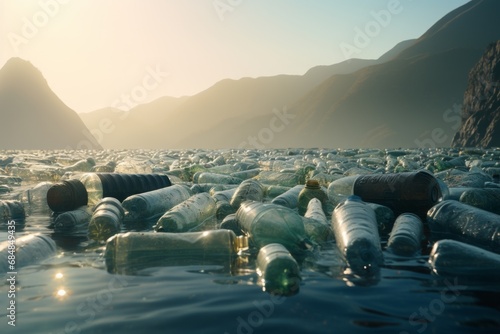 Gigantic scale plastic pollution causing severe environmental degradation and ecological imbalance photo