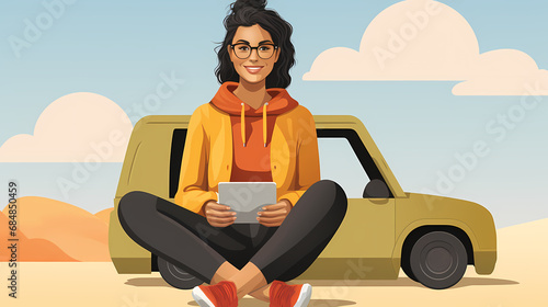 Woman working with laptop o...