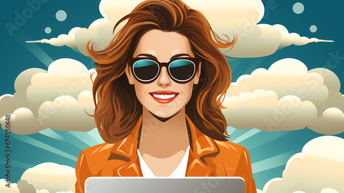 Woman working with laptop o...