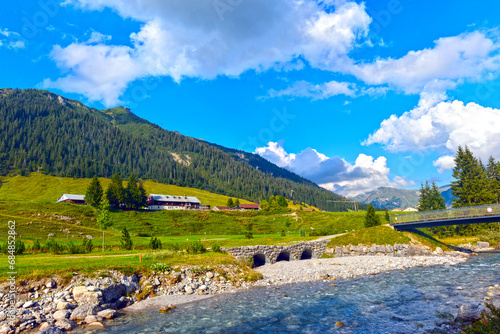 Der Lech - unberührte Wildflusslandschaft in Lech am Arlberg (Vorarlberg, Österreich) photo