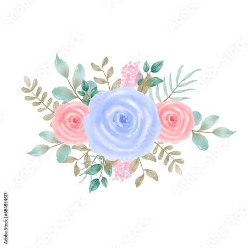 Fototapeta Naklejka Na Ścianę i Meble -  Watercolor rose bouquet flower arrangements
