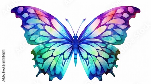 Colorful butterfly isolated on white background. Watercolor Illustration. Generative AI © Alex