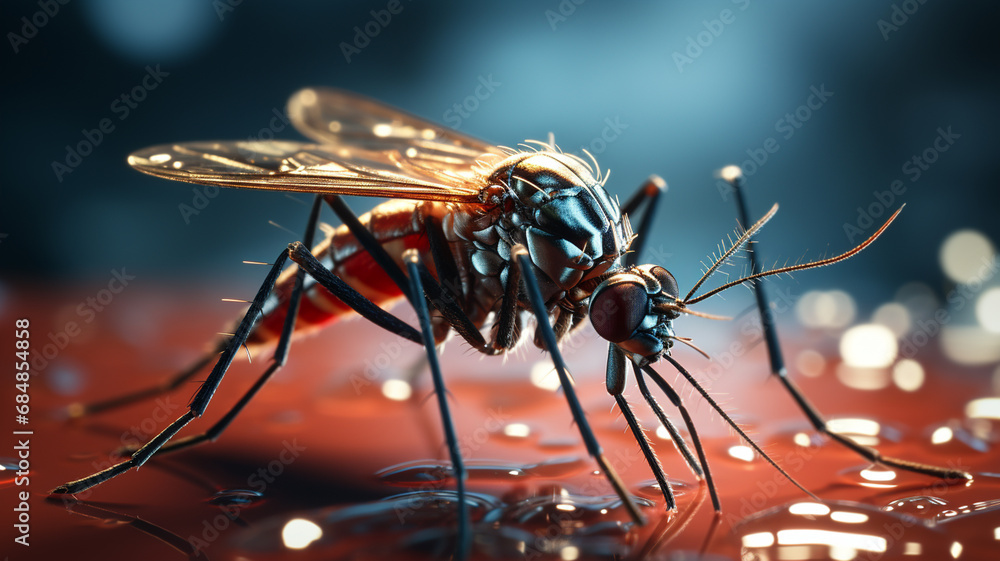 Mosquito on a puddle close up Mosquito on a puddle close up