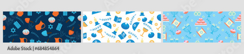 Patterns for design with symbols of Hanukkah